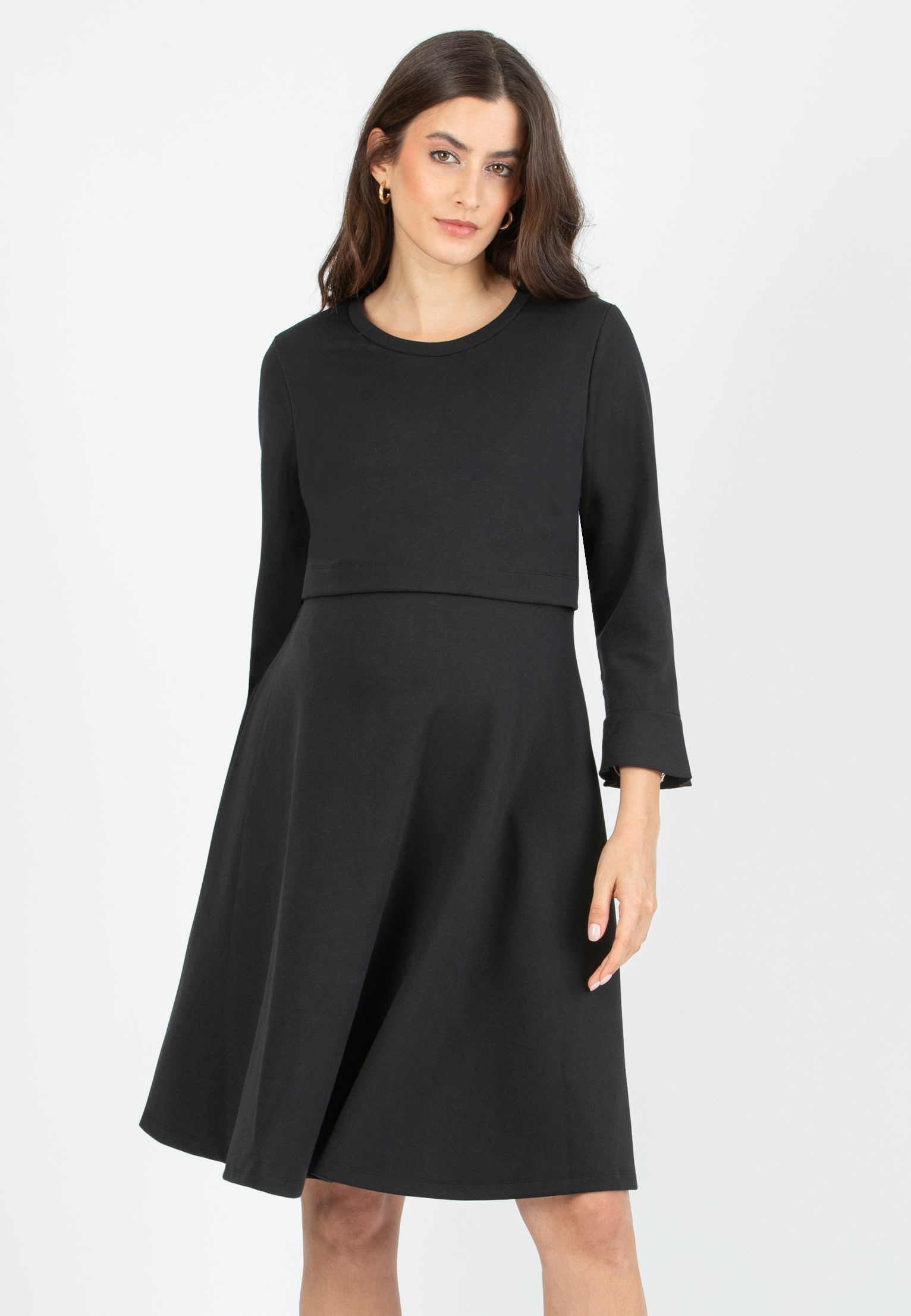 Attesa Maternity DAFNE - Maternity & Nursing Flared Dress with Back Button Detail