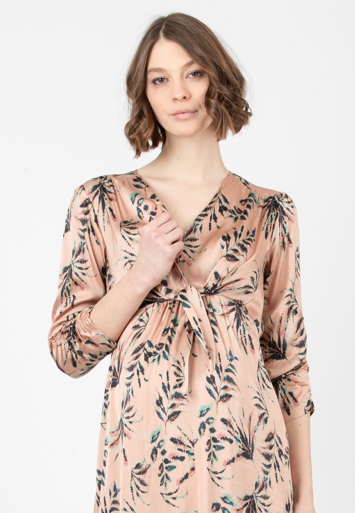 Seraphine Abito Premaman con Fiocco Daffodil - Rosso Floreale donna