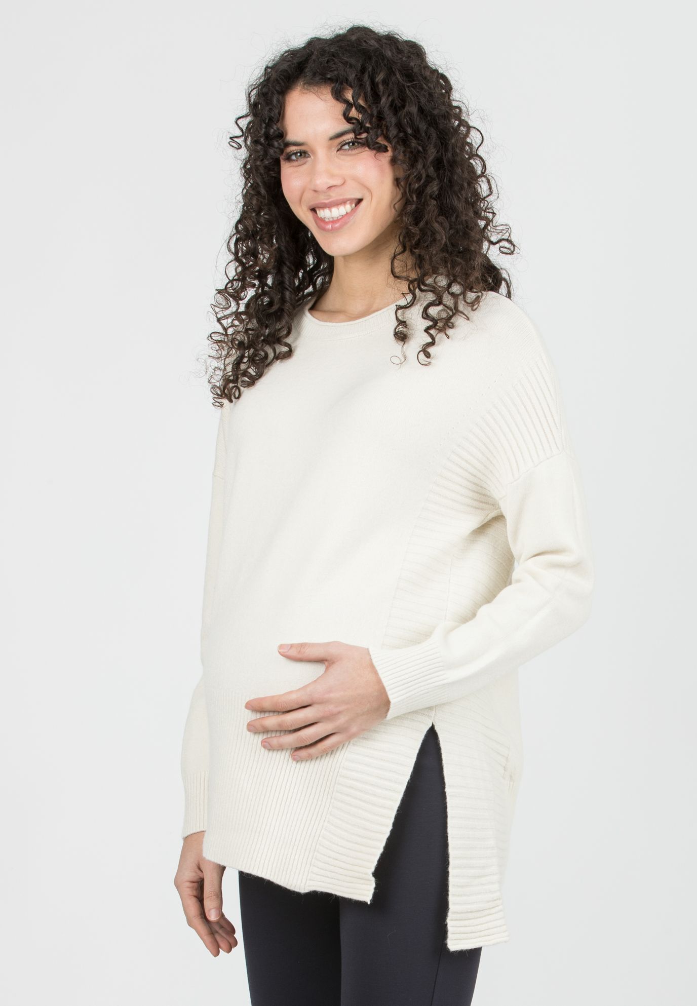 Attesa Maternity BRANDY - Maternity Wool Blend Jumper with Asymmetric Hem