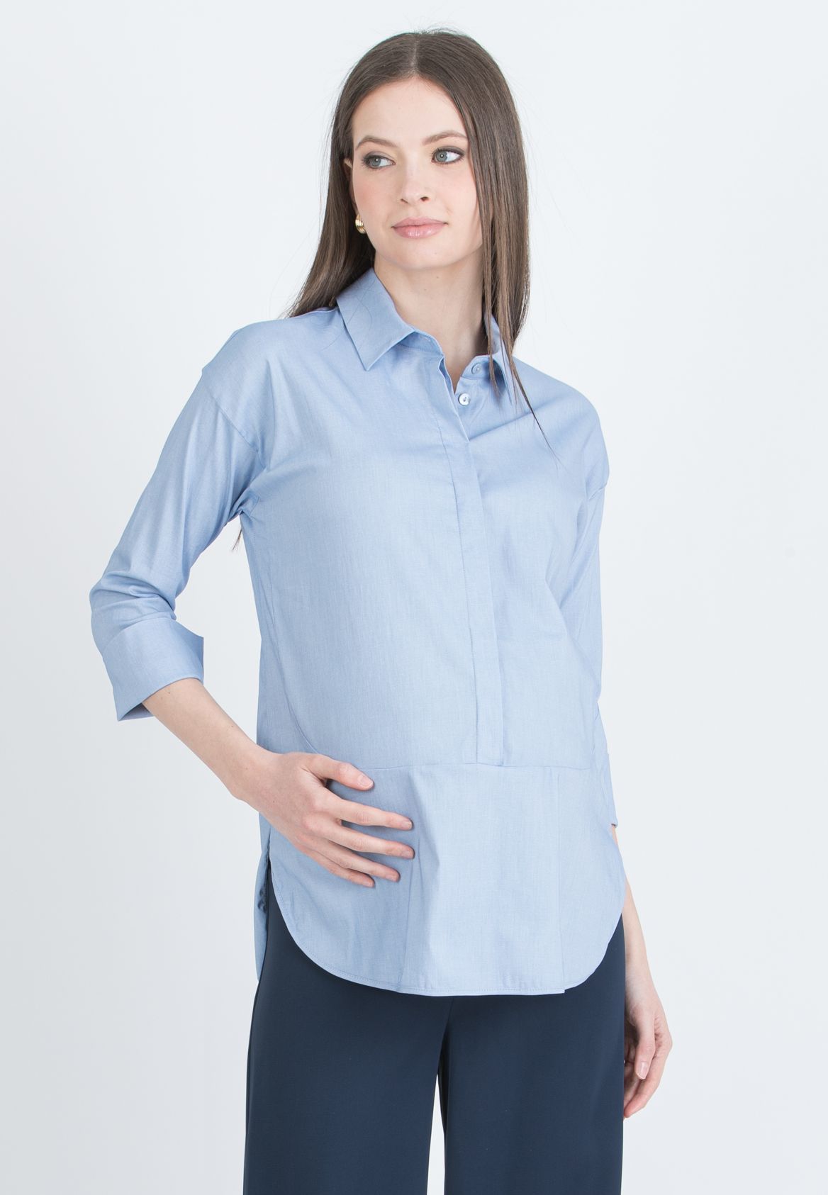 Attesa Maternity BEATRICE - Maternity & Nursing Shirt with Rounded Hems