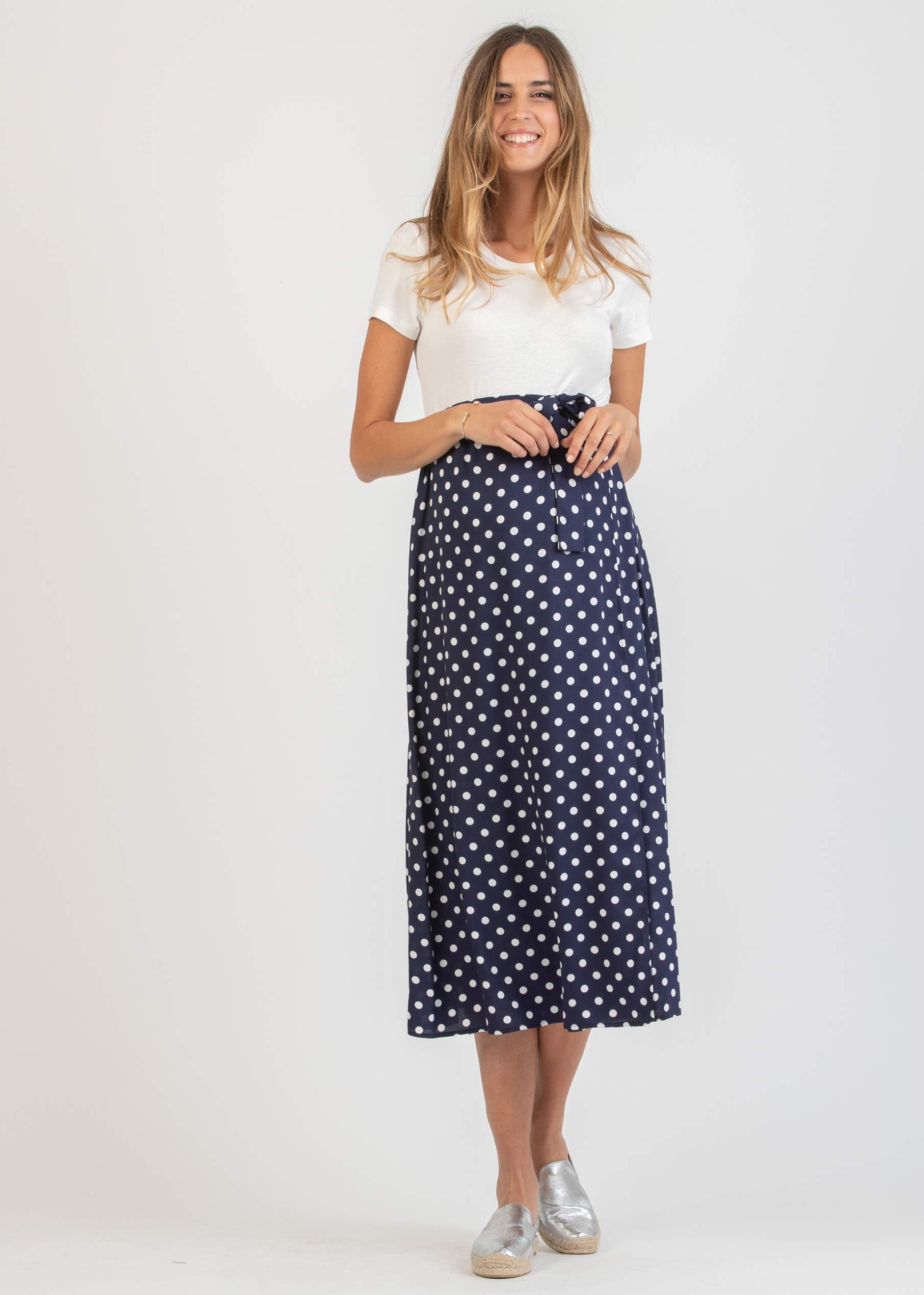 Abiti - Abito Midi Premaman con Gonna a Pois a Portafoglio | Attesa  Maternity