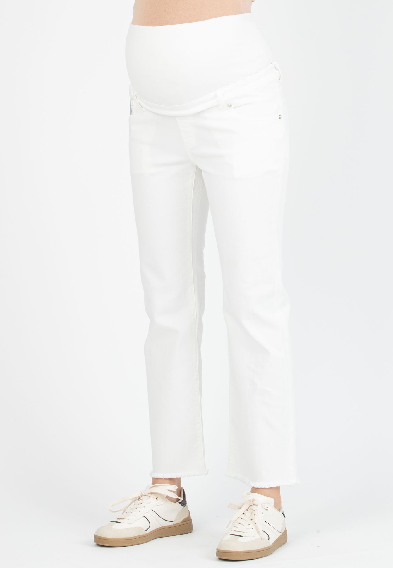 Attesa Maternity GIADA - Coloured Straight Maternity Jeans with Frayed Hem