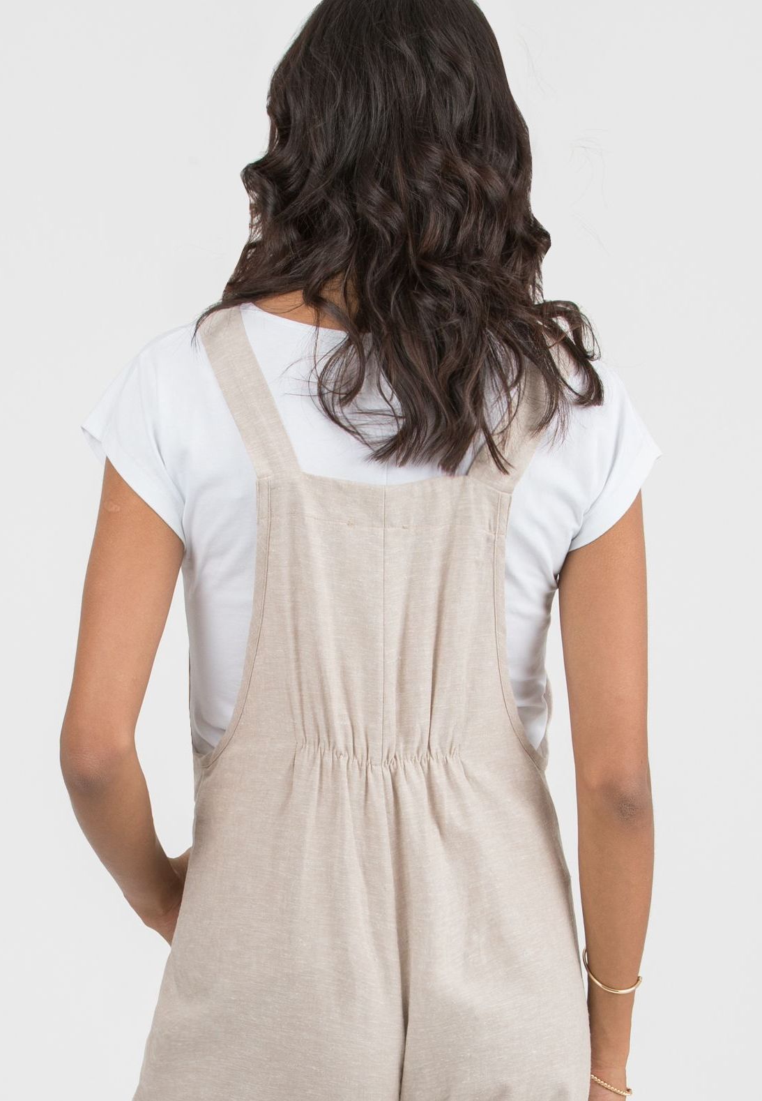 Salopette Estiva In Cotone E Lino Per Donna – Bottoni Regolabili, Tasche, Premaman, Taglia Comfort