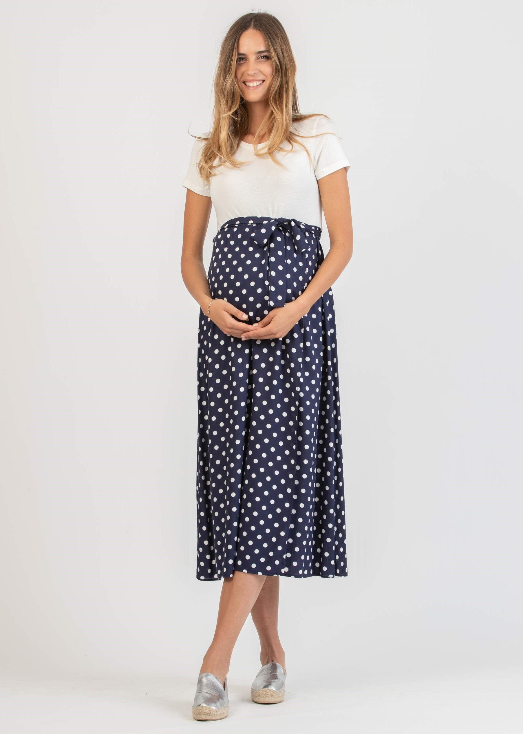 Abiti - Abito Midi Premaman con Gonna a Pois a Portafoglio | Attesa  Maternity