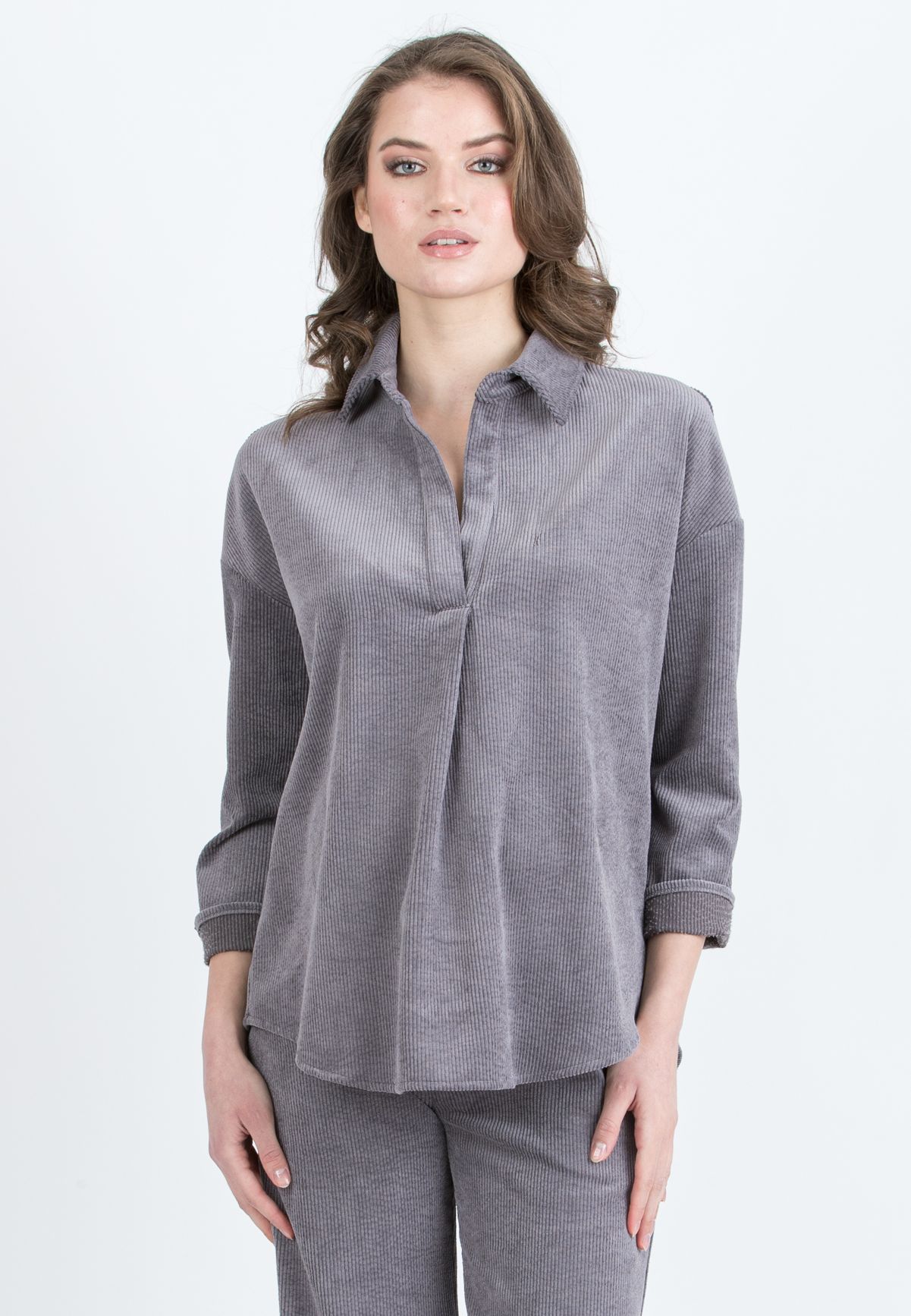 Attesa Maternity OLIVIA V - Maternity Oversized Wide-Wale Corduroy Shirt